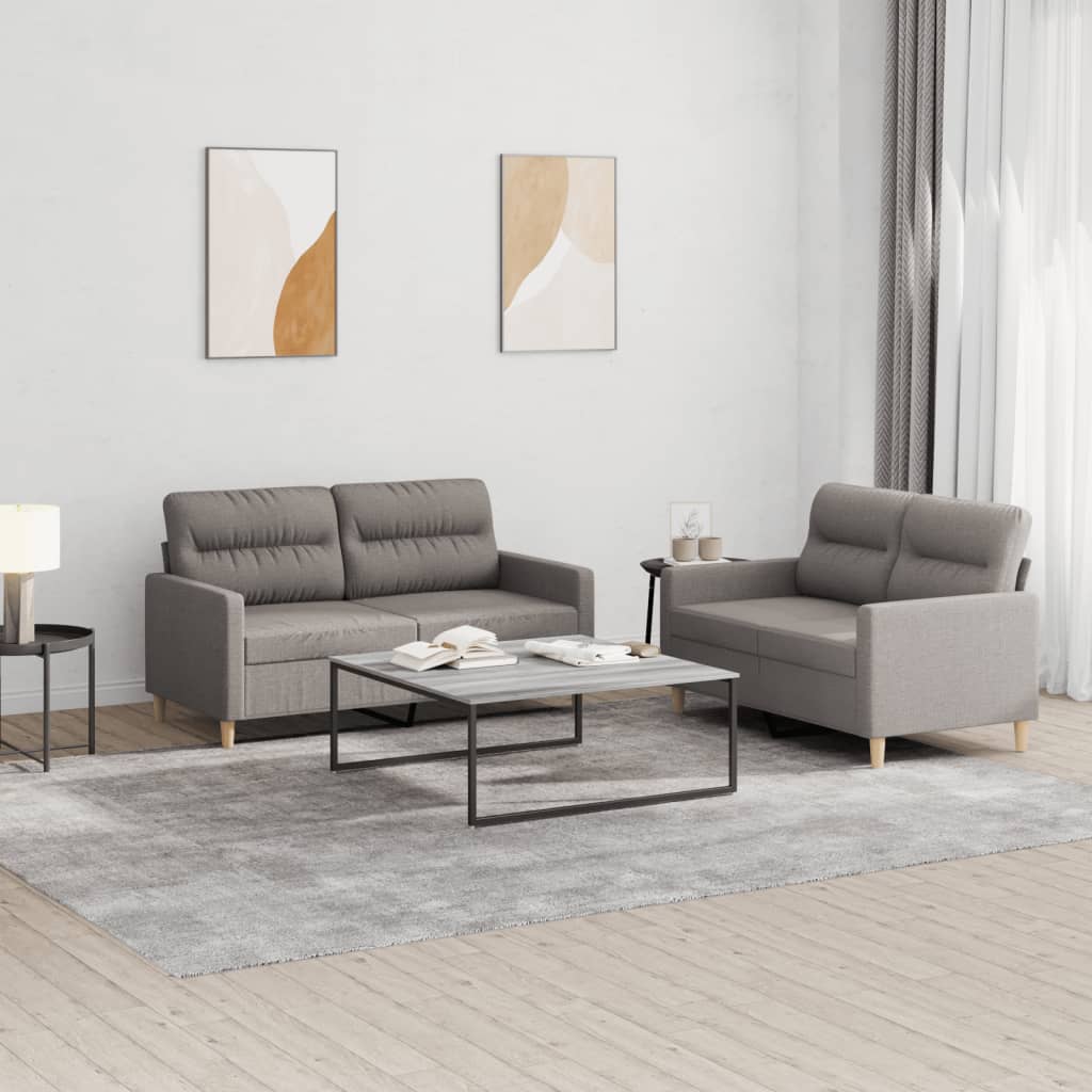 2-delt Sofasæt med puder i taupe stof