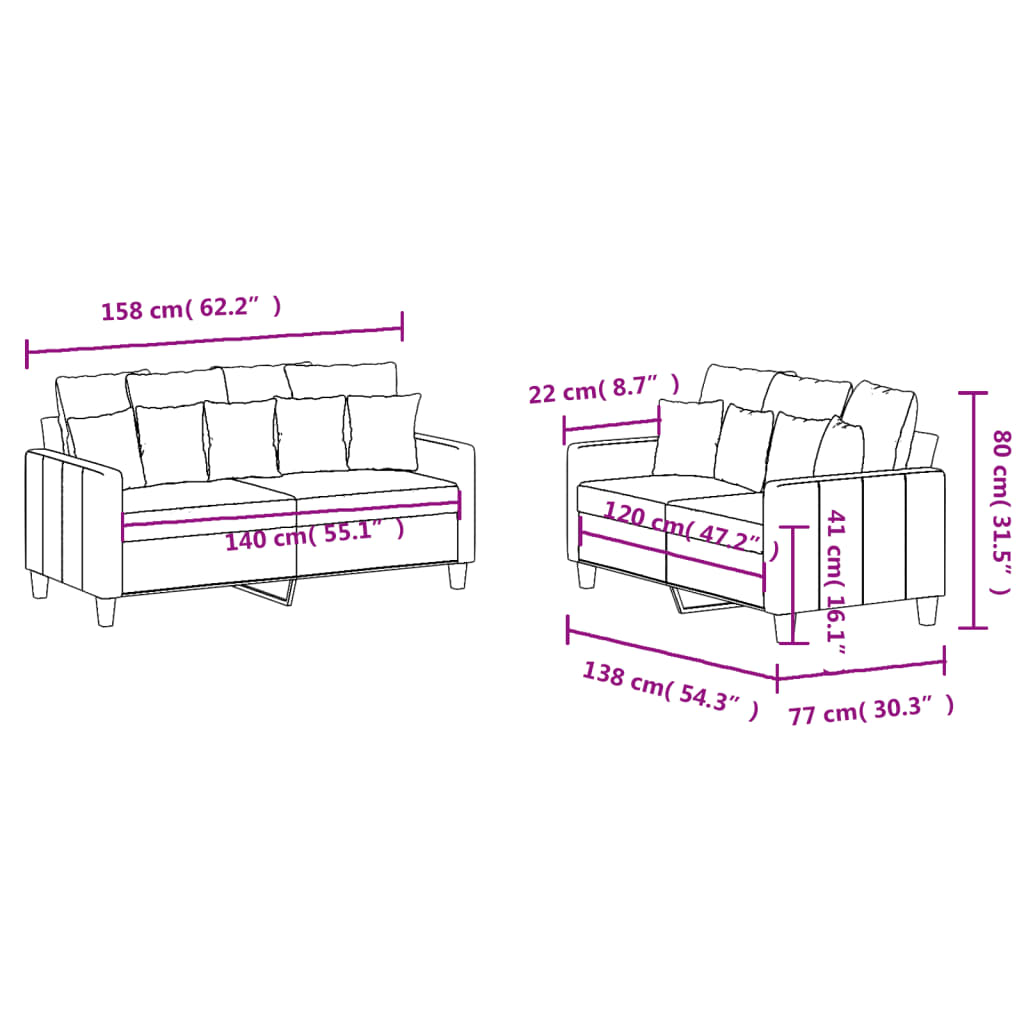 2-delt Sofasæt med puder i taupe stof