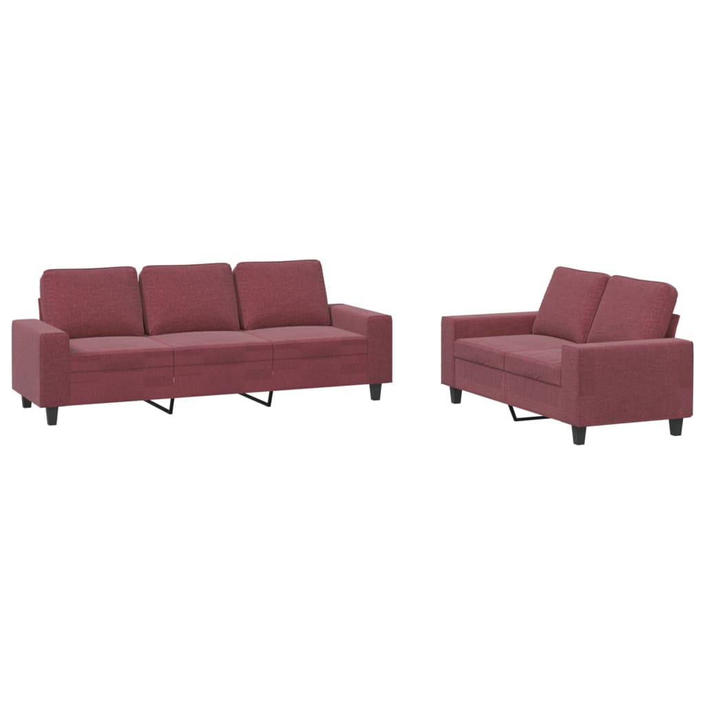 2-delt sofasæt vinrødt stof
