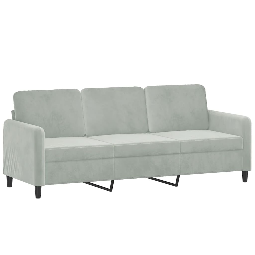 3-delt Sofasæt lysegrå fløjl