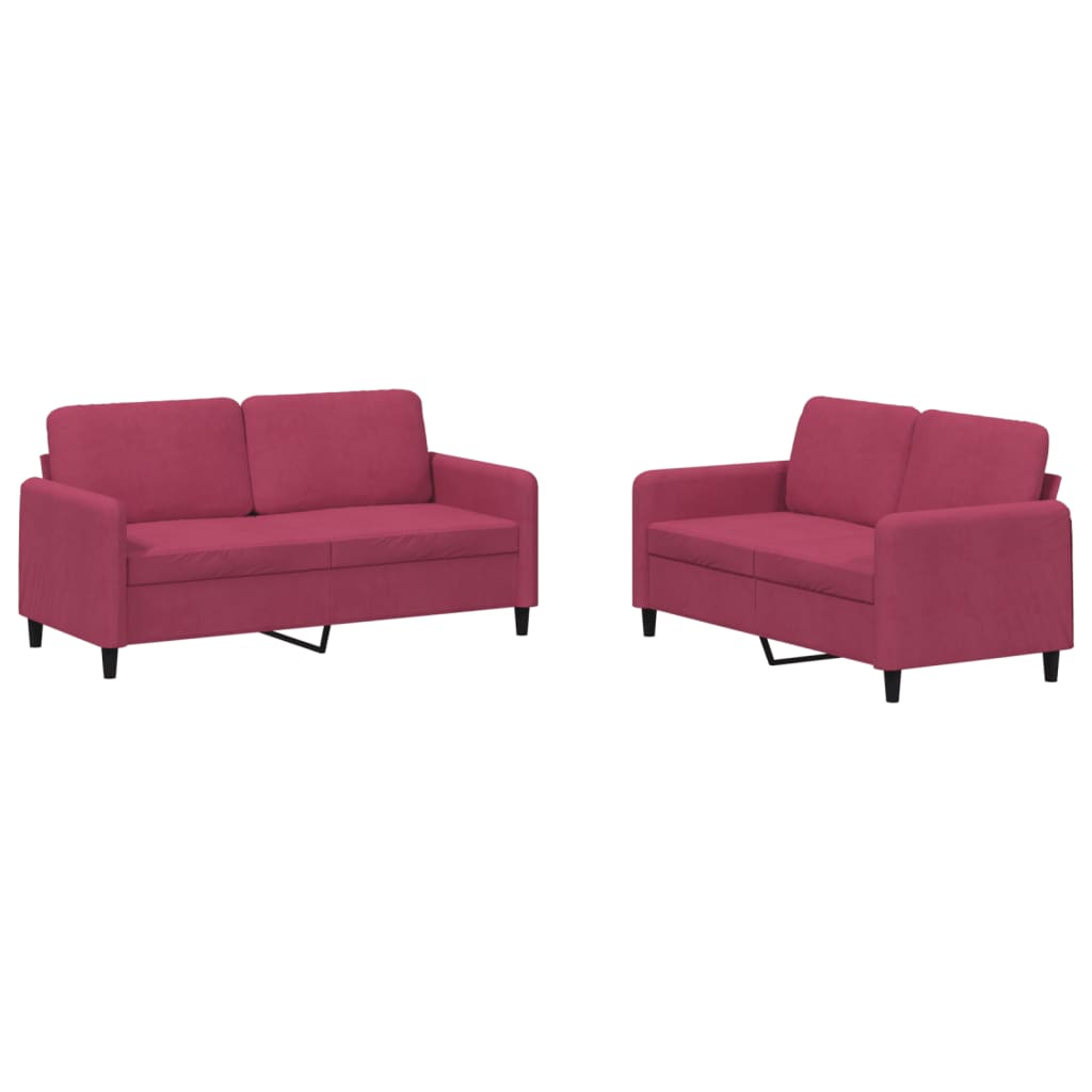 2-delt sofasæt vinrødt fløjl