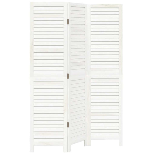 3-tlg. Raumteiler Weiß Massivholz Paulownia