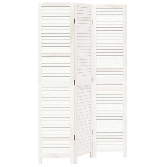 3-tlg. Raumteiler Weiß Massivholz Paulownia