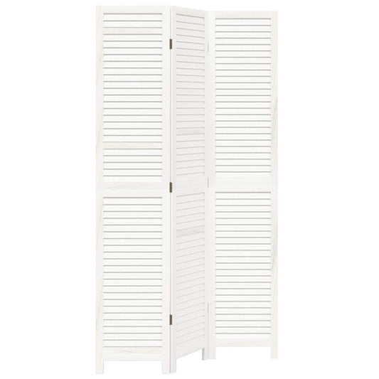3-tlg. Raumteiler Weiß Massivholz Paulownia