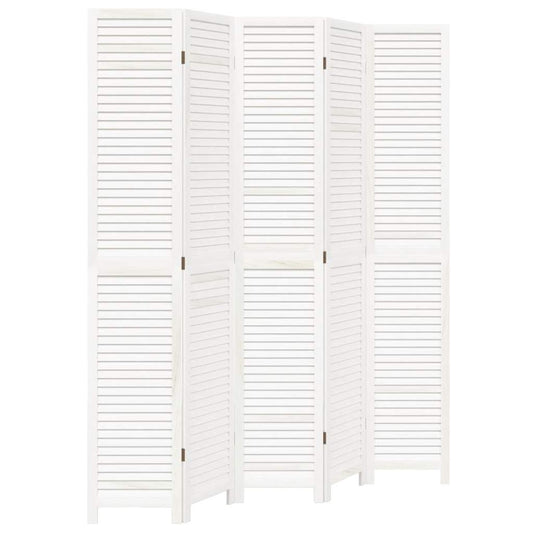 5-tlg. Raumteiler Weiß Massivholz Paulownia