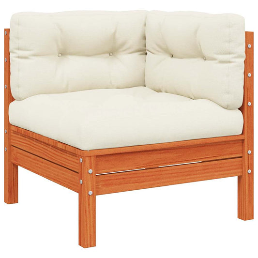 Garten-Ecksofa mit Kissen Wachsbraun Massivholz Kiefer