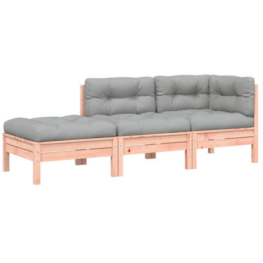 Gartensofa mit Kissen und Hocker 3-Sitzer