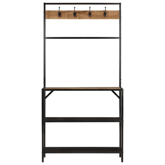 Garderobenständer 90x35x180 cm Massivholz Mango und Eisen