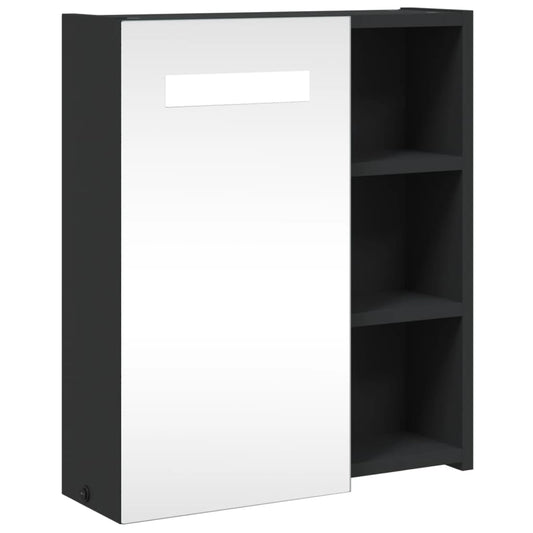 Spiegelschrank mit LED-Beleuchtung Schwarz 45x13x52 cm