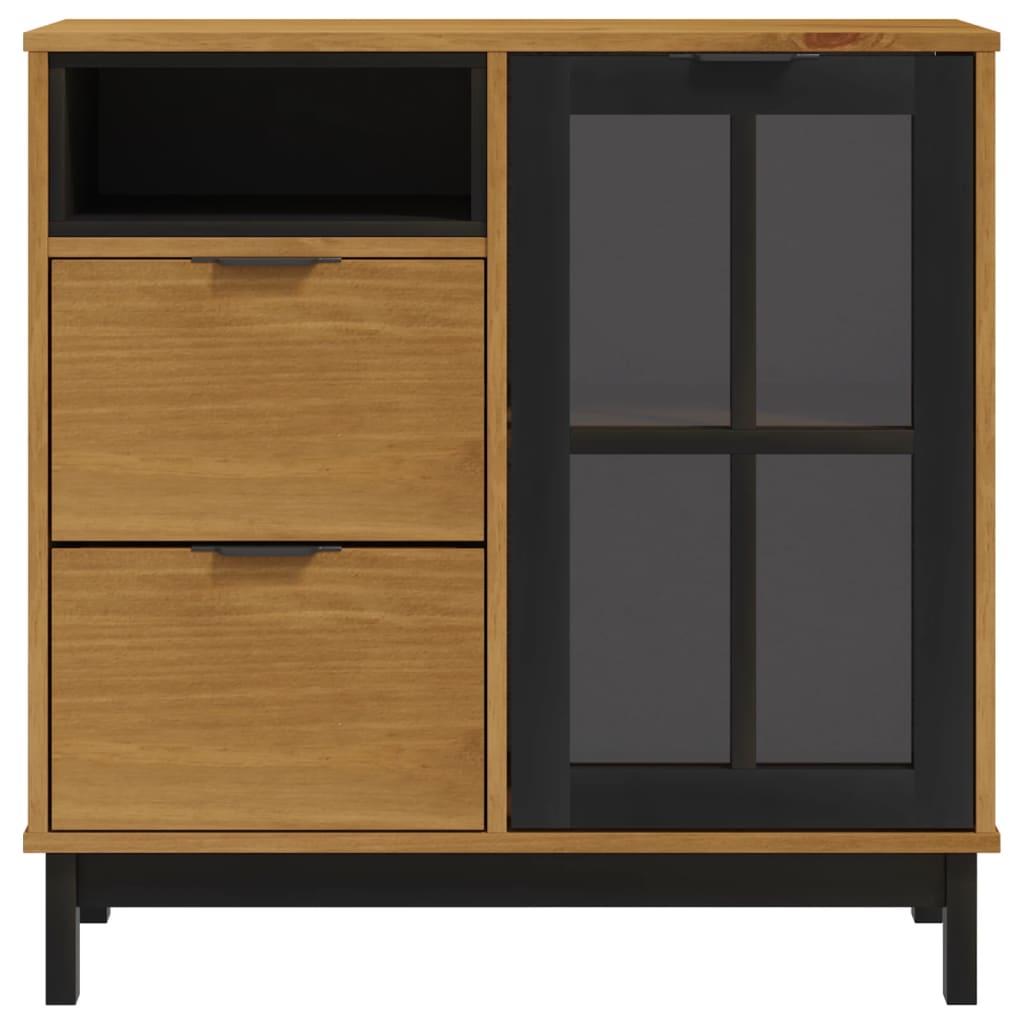Skænk med glaslåge FLAM 80x40x80 cm massiv fyrretræ