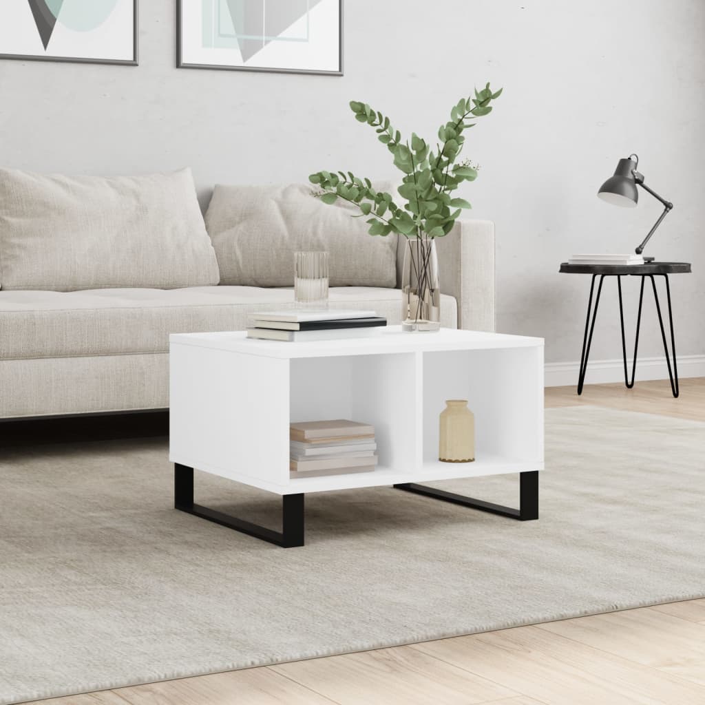 Sofabord Hvid 60x50x36,5 cm Træ Materiale