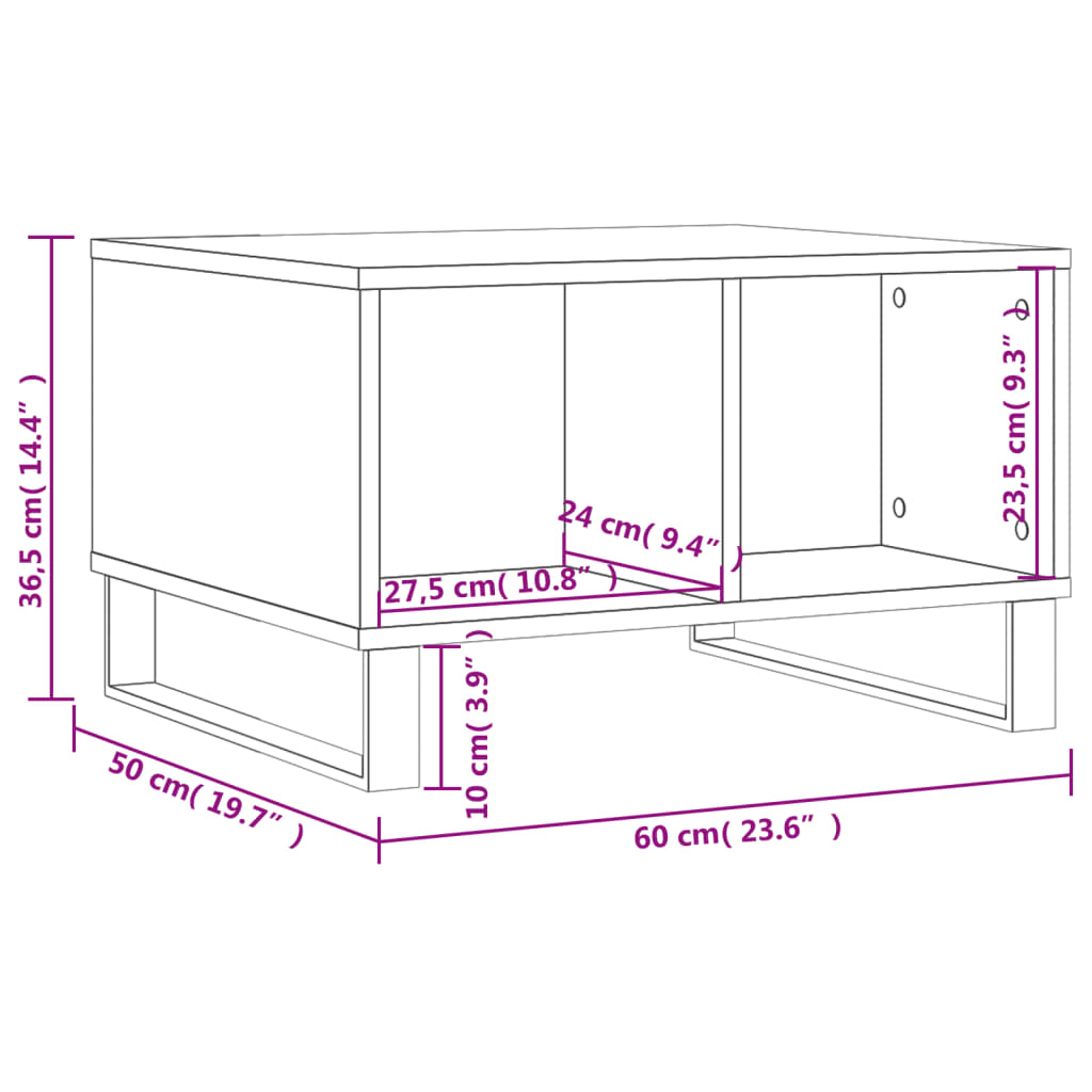 Sofabord højglans hvid 60x50x36,5 cm træmateriale