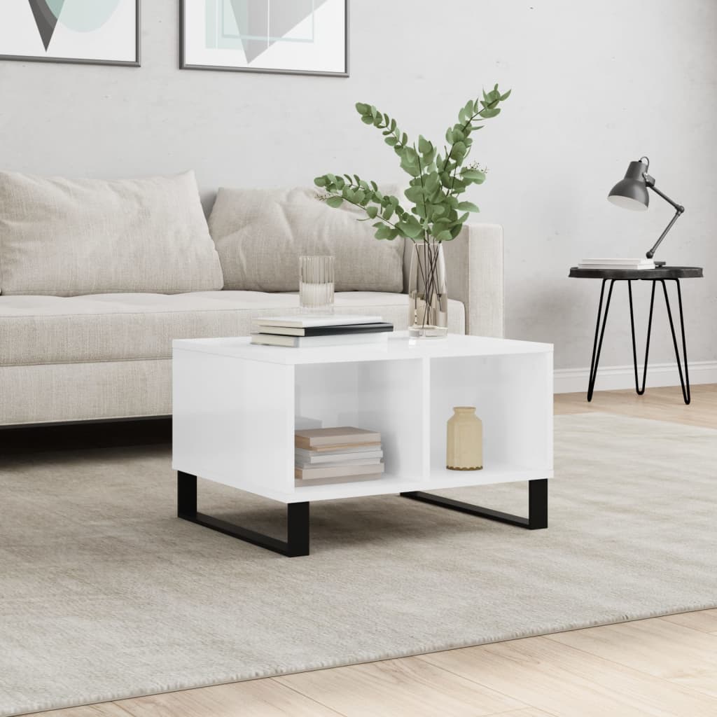 Sofabord højglans hvid 60x50x36,5 cm træmateriale