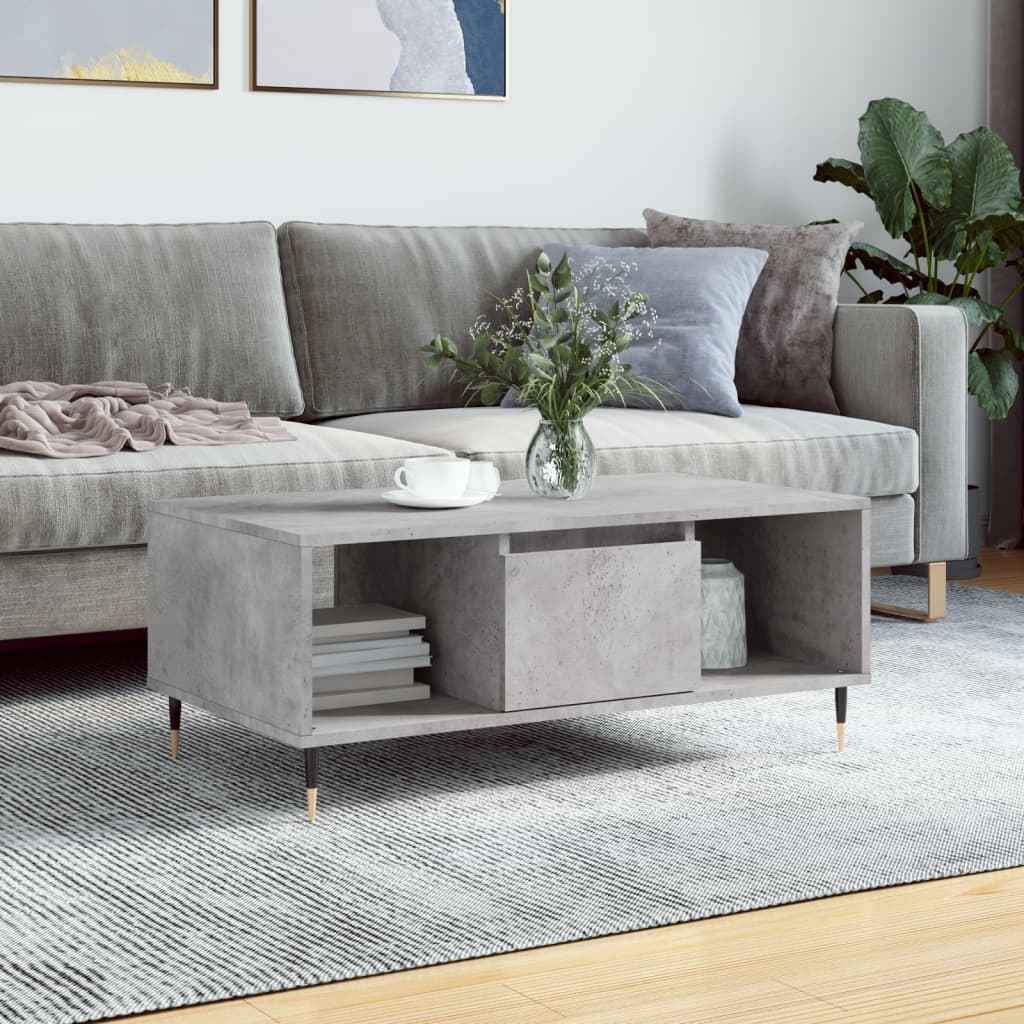 Sofabord betongrå 90x50x36,5 cm træmateriale