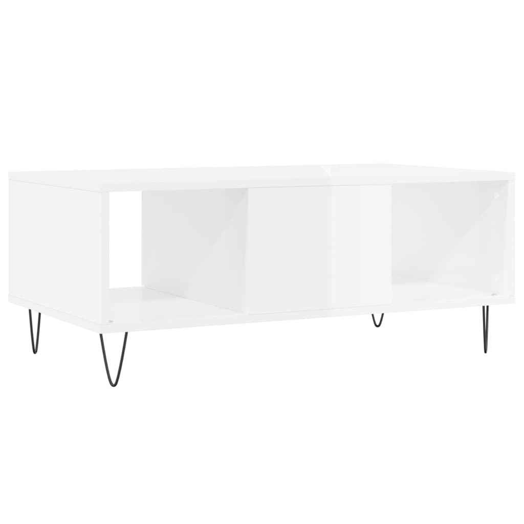 Sofabord højglans hvid 90x50x36,5 cm træmateriale