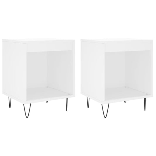 Nachttische 2 Stk. Weiß 40x35x50 cm Holzwerkstoff