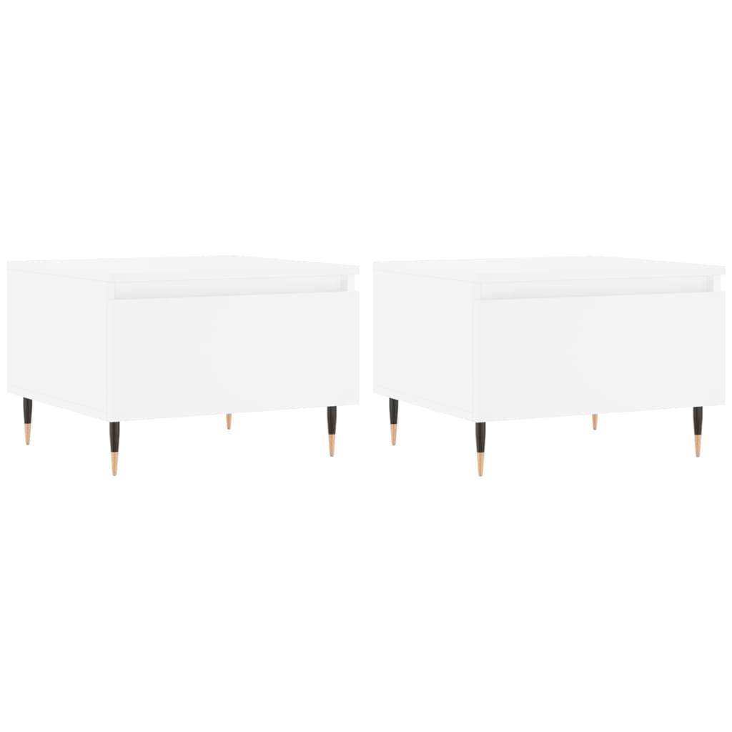 Sofaborde 2 stk Hvid 50x46x35 cm Træmateriale