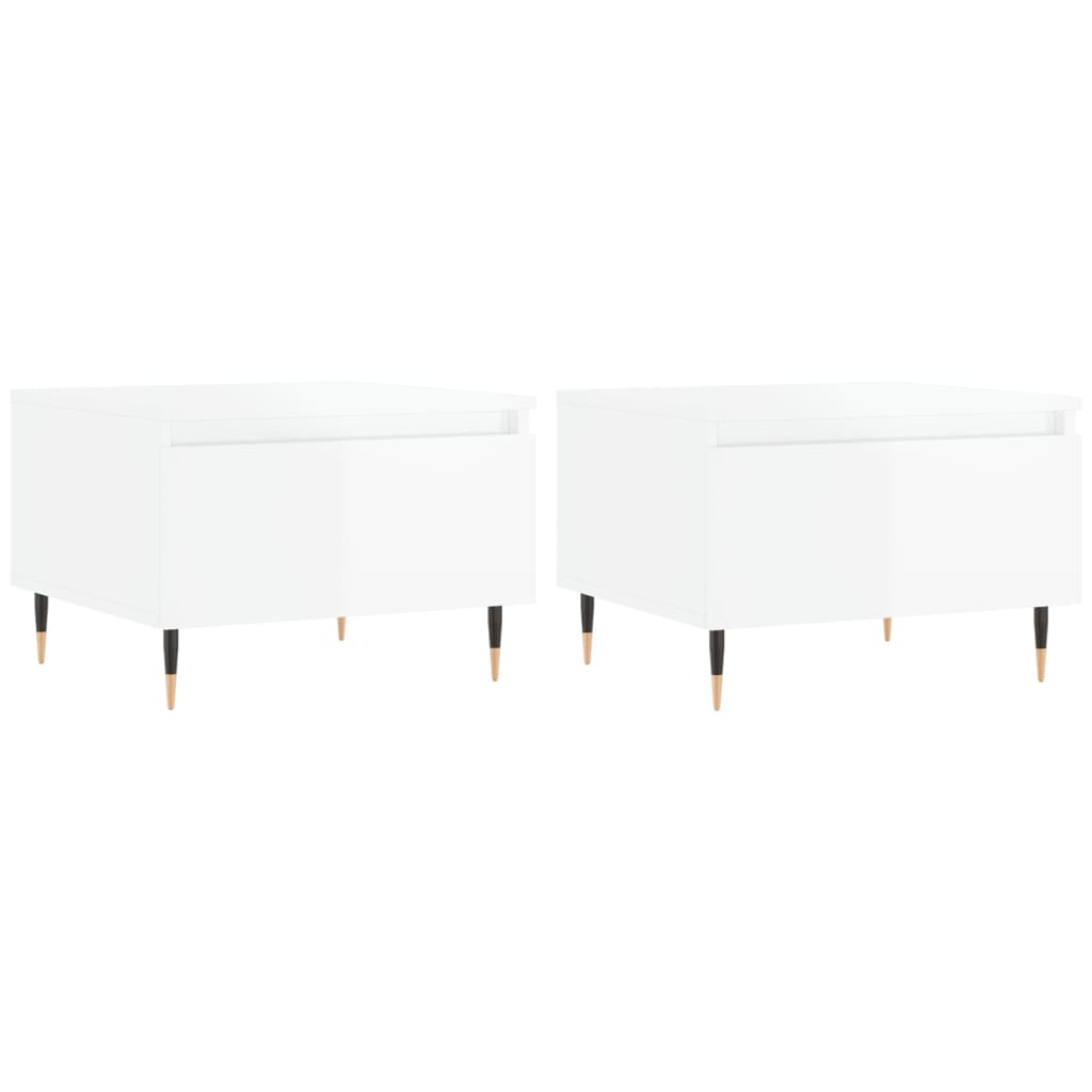 Sofaborde 2 stk Højglans hvid 50x46x35 cm træmateriale