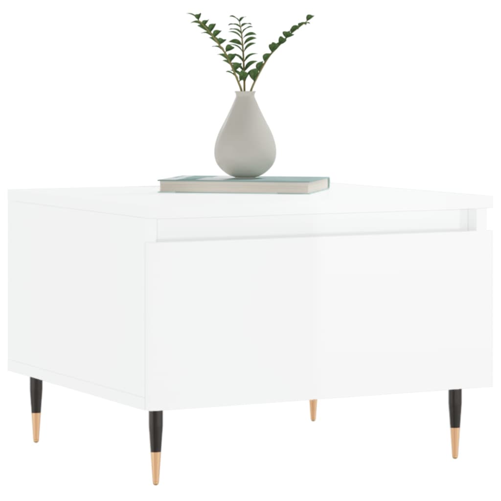 Sofaborde 2 stk Højglans hvid 50x46x35 cm træmateriale