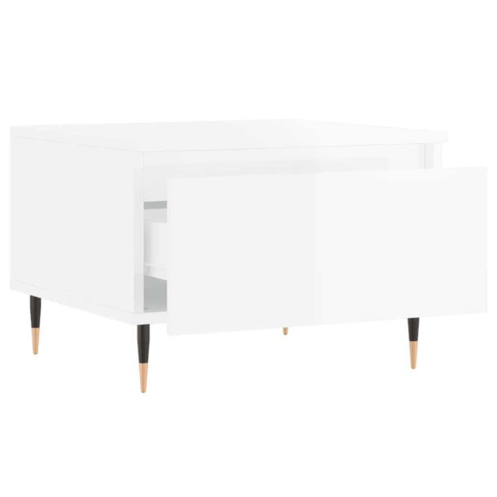 Sofaborde 2 stk Højglans hvid 50x46x35 cm træmateriale