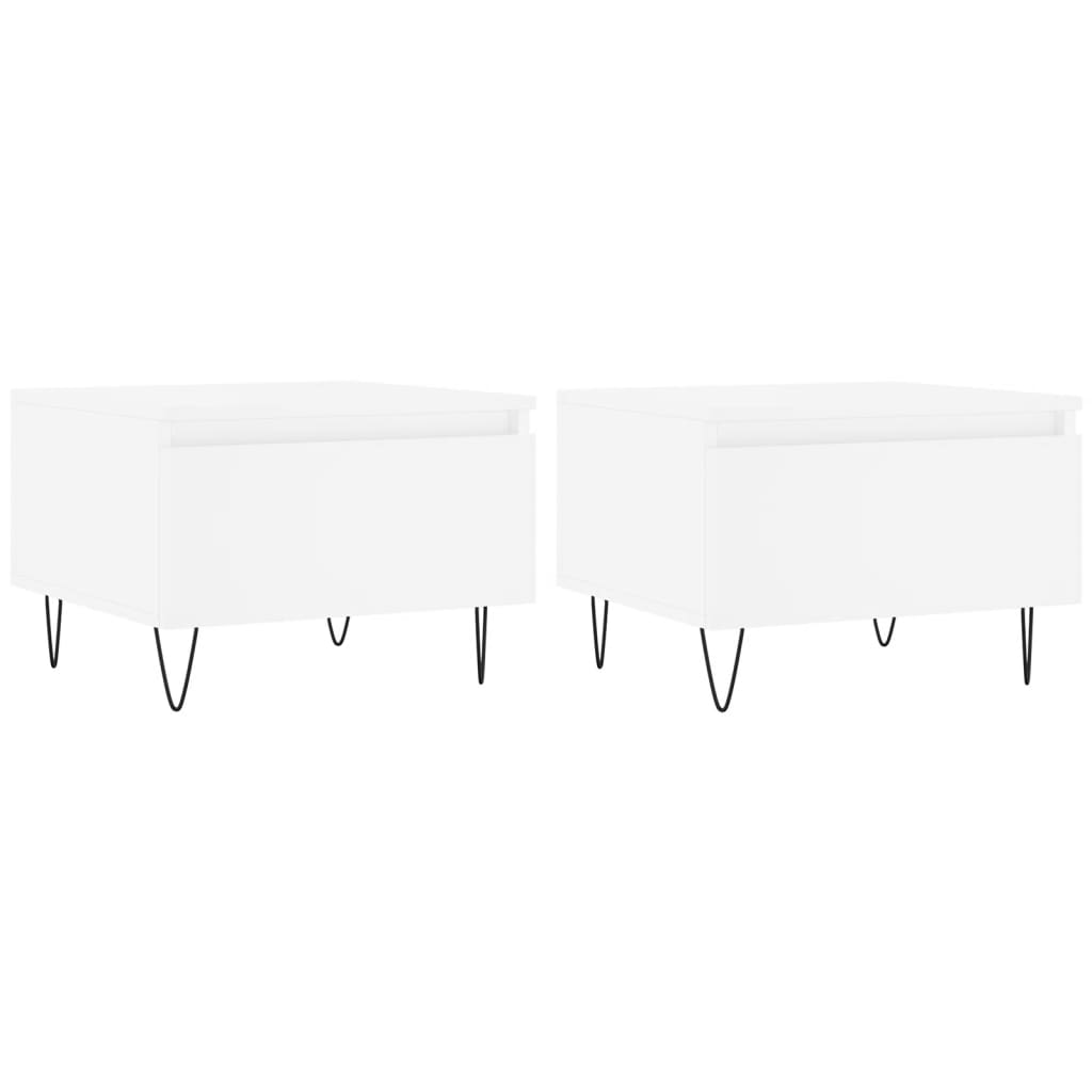 Sofaborde 2 stk Hvid 50x46x35 cm Træmateriale