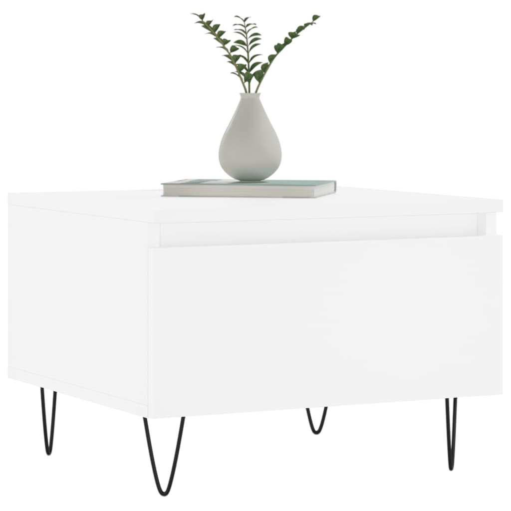 Sofaborde 2 stk Hvid 50x46x35 cm Træmateriale