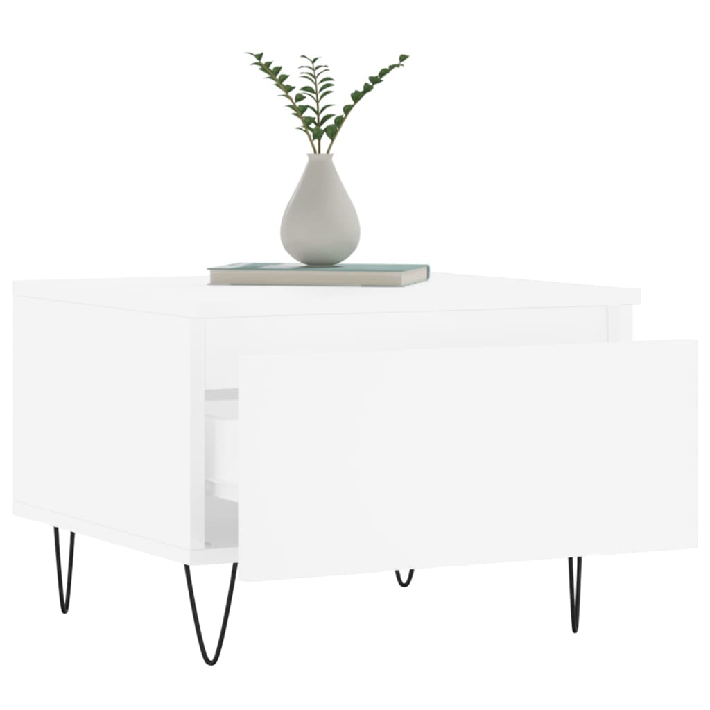 Sofaborde 2 stk Hvid 50x46x35 cm Træmateriale