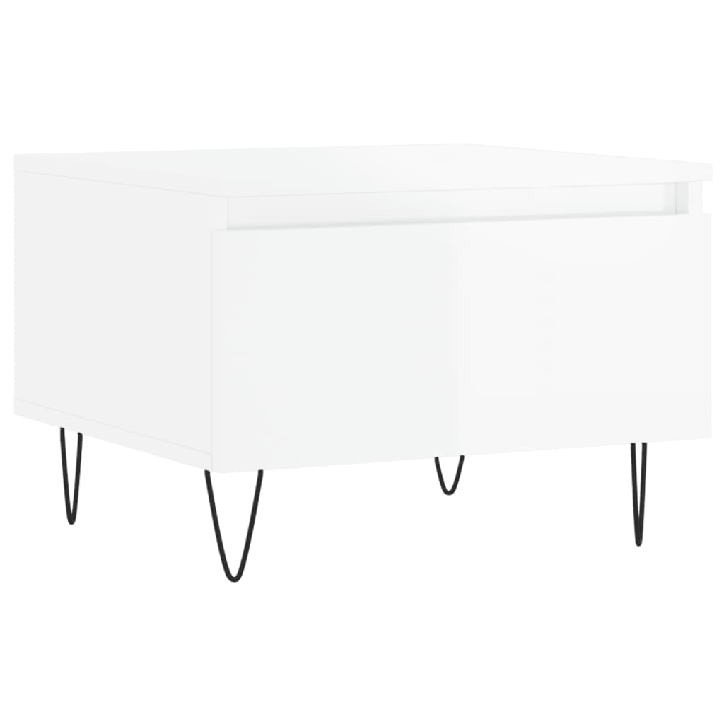 Sofaborde 2 stk Højglans hvid 50x46x35 cm træmateriale