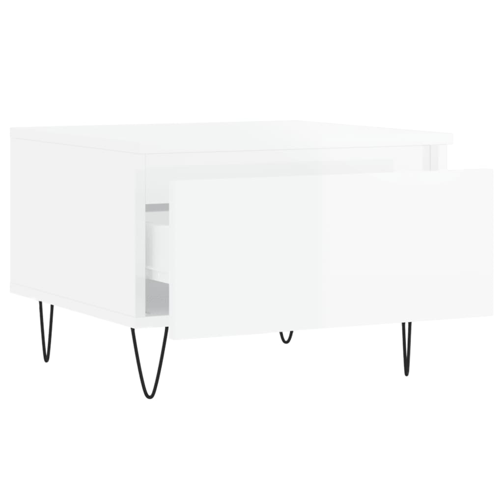 Sofaborde 2 stk Højglans hvid 50x46x35 cm træmateriale