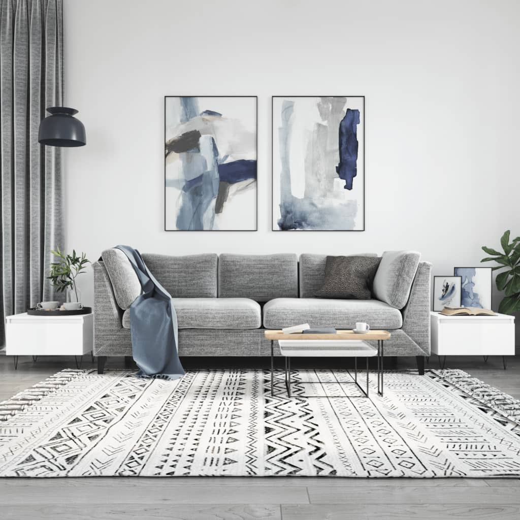 Sofaborde 2 stk Højglans hvid 50x46x35 cm træmateriale