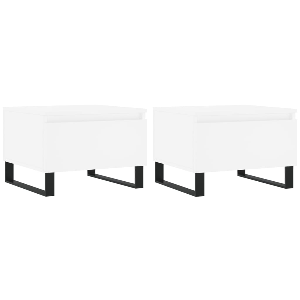 Sofaborde 2 stk Hvid 50x46x35 cm Træmateriale