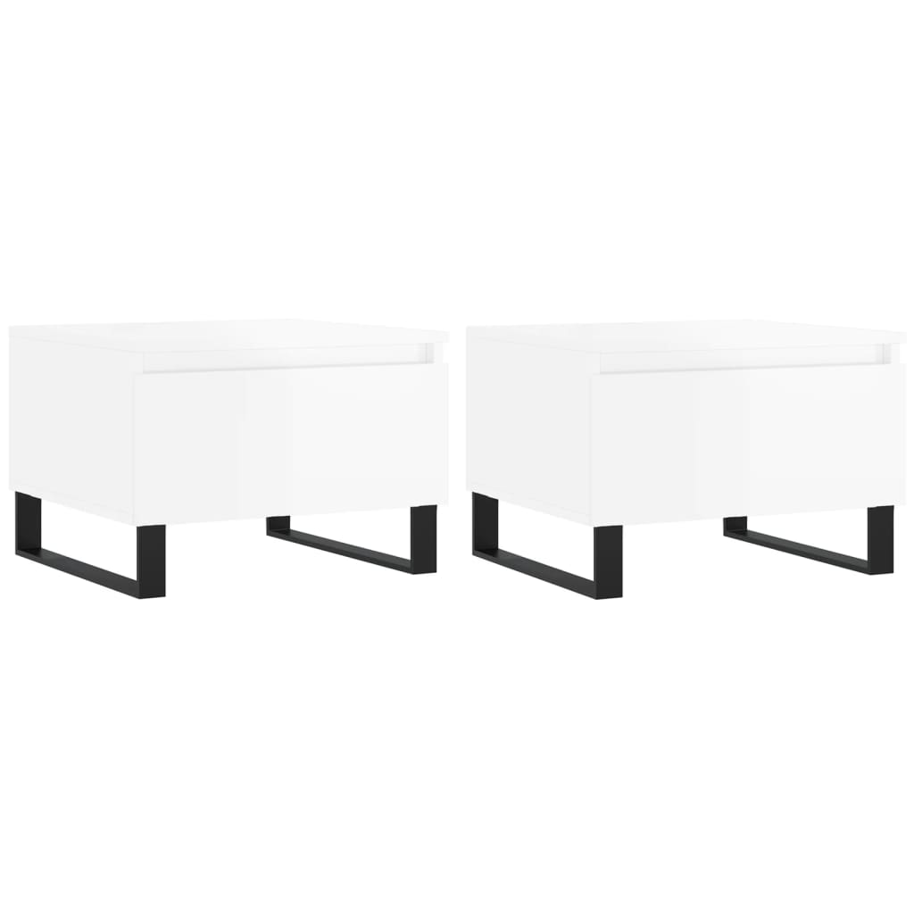 Sofaborde 2 stk Højglans hvid 50x46x35 cm træmateriale