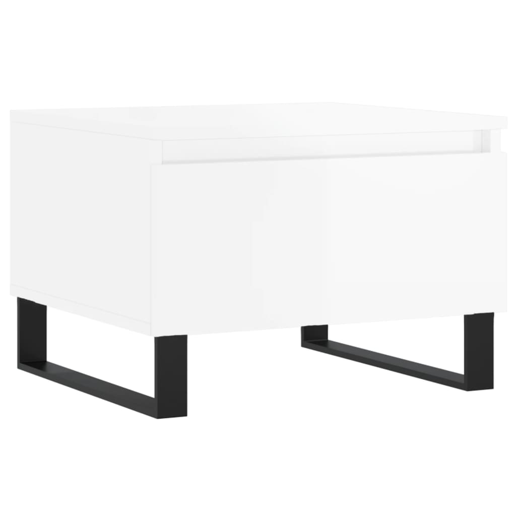 Sofaborde 2 stk Højglans hvid 50x46x35 cm træmateriale