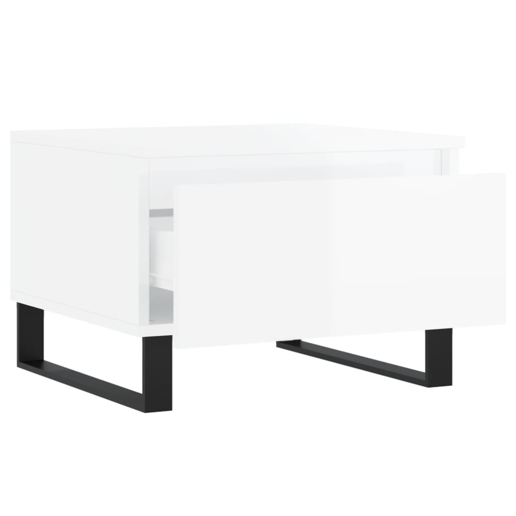 Sofaborde 2 stk Højglans hvid 50x46x35 cm træmateriale