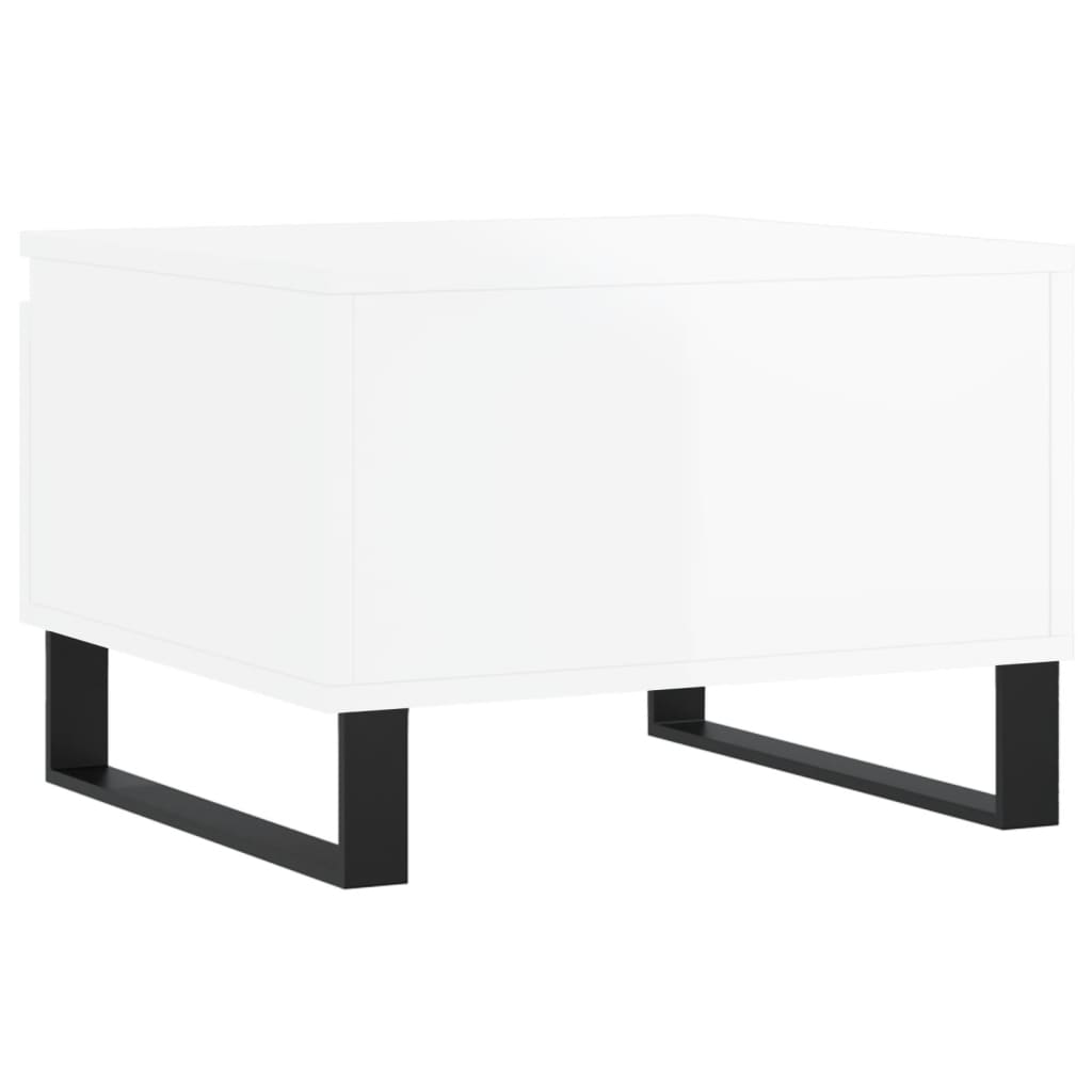 Sofaborde 2 stk Højglans hvid 50x46x35 cm træmateriale