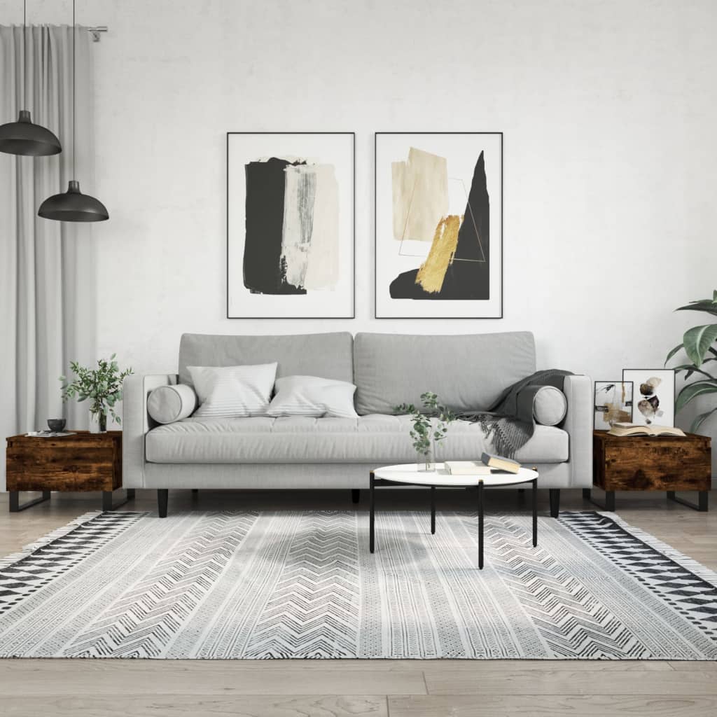 Sofaborde 2 stk Røget eg 50x46x35 cm træmateriale
