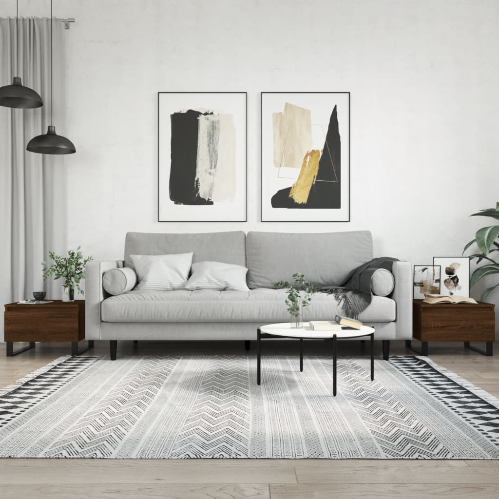Sofaborde 2 stk Brun Eg Look 50x46x35 cm Træmateriale
