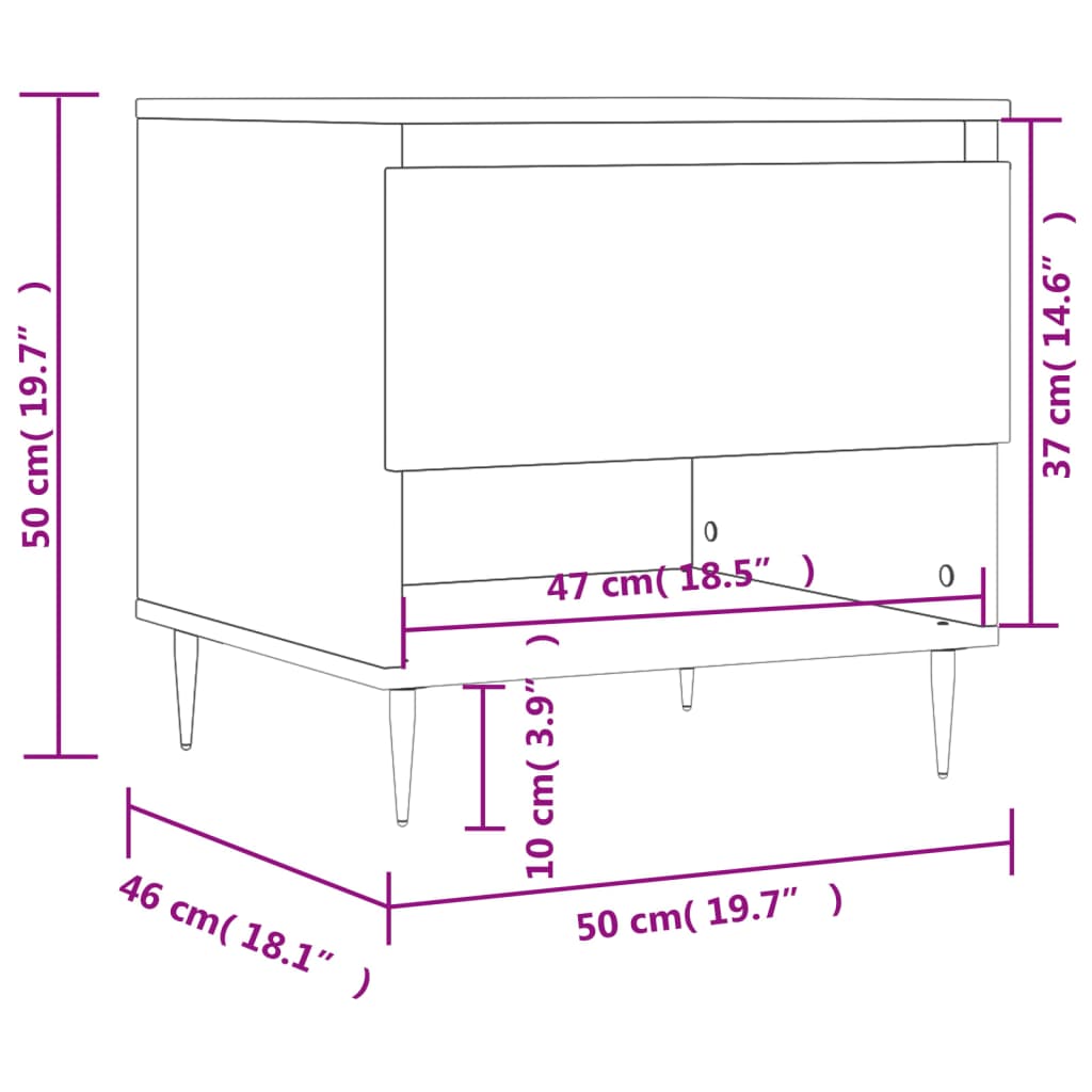 Sofabord Hvid 50x46x50 cm Træ Materiale