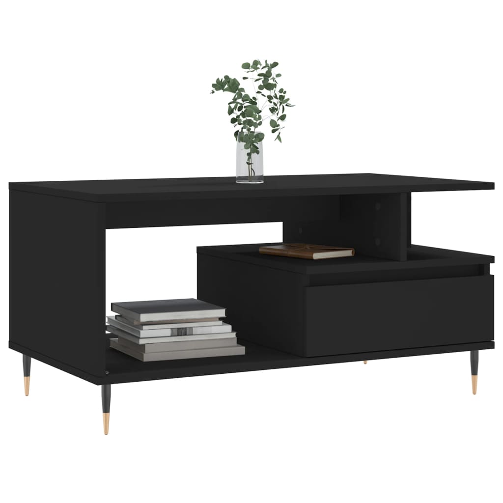 Sofabord Sort 90x49x45 cm Træ Materiale