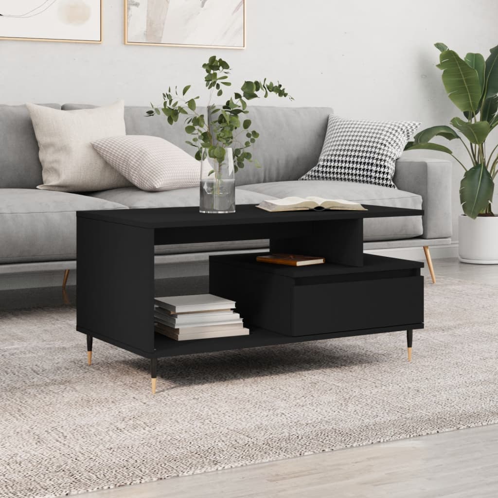 Sofabord Sort 90x49x45 cm Træ Materiale