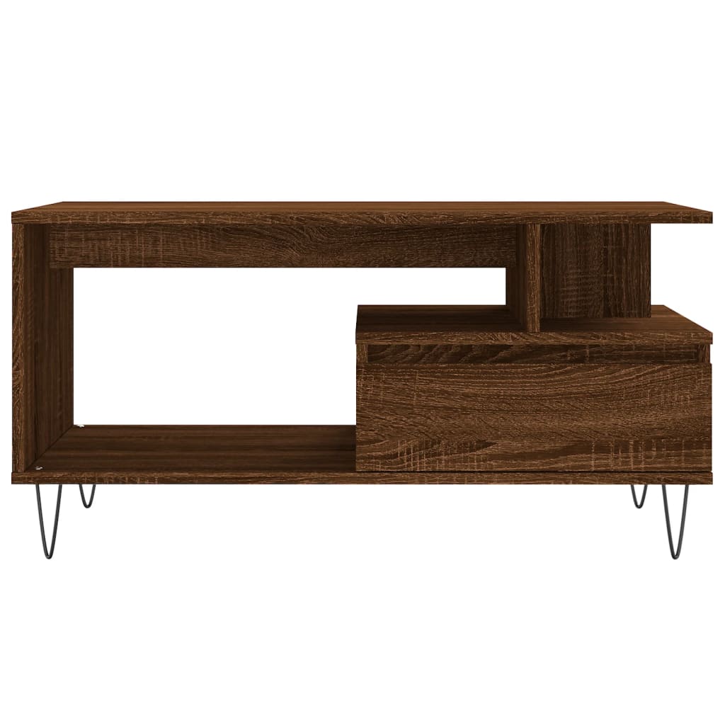 Sofabord brunt egetræslook 90x49x45 cm træmateriale