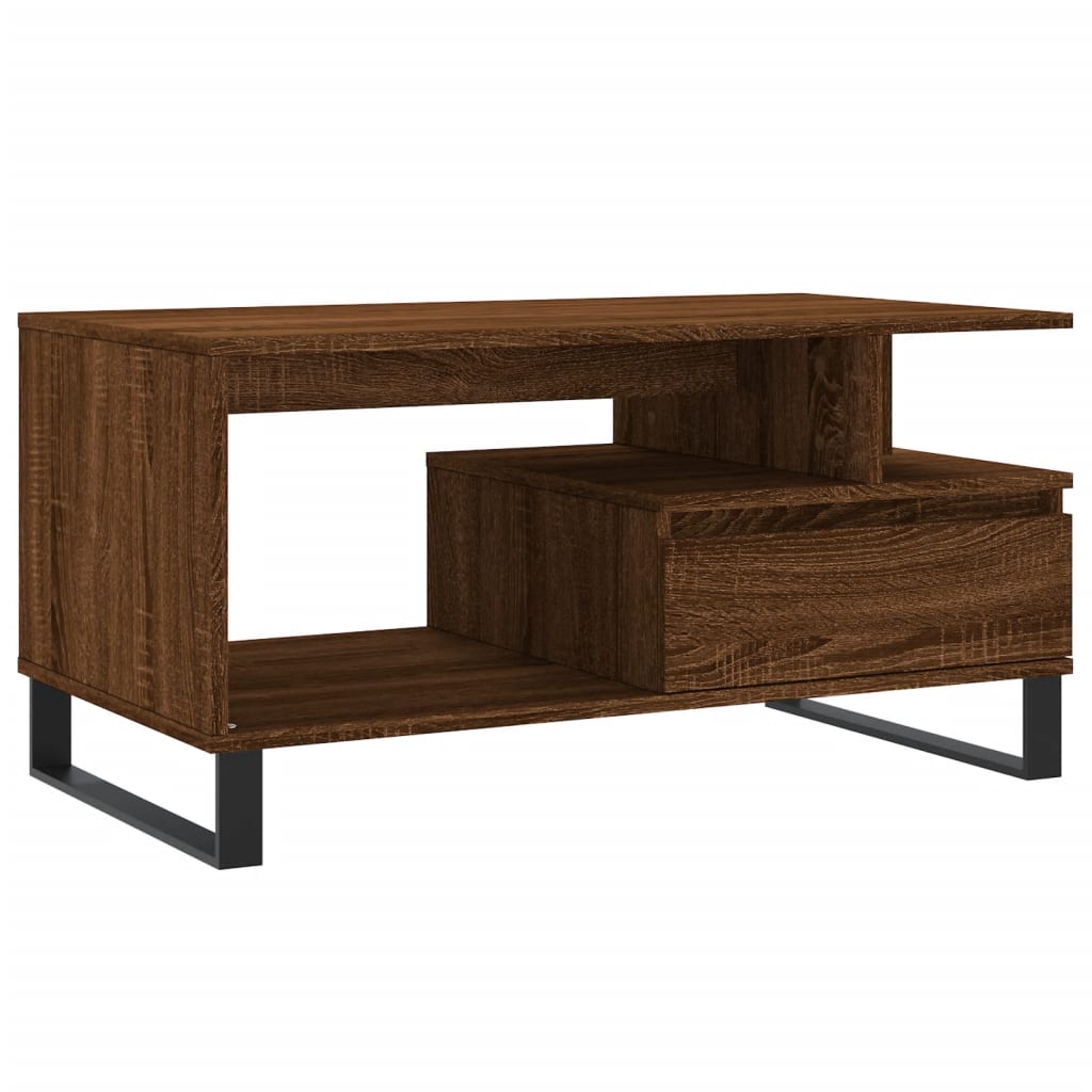 Sofabord brunt egetræslook 90x49x45 cm træmateriale