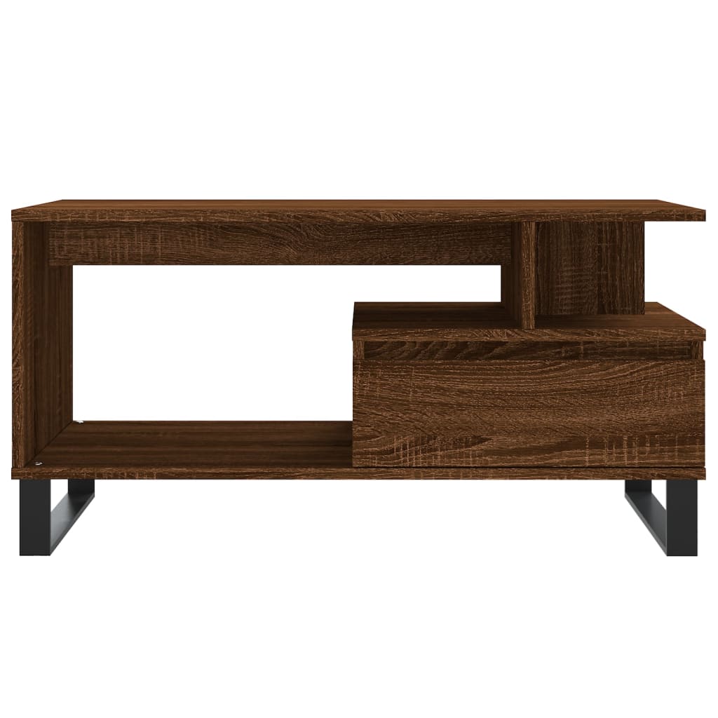 Sofabord brunt egetræslook 90x49x45 cm træmateriale