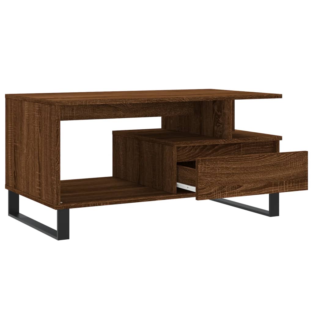 Sofabord brunt egetræslook 90x49x45 cm træmateriale