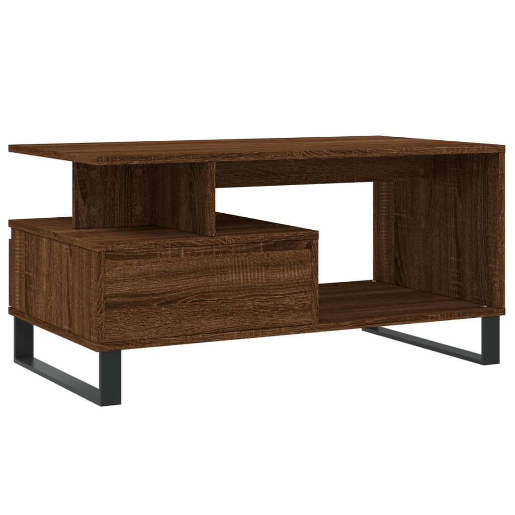Sofabord brunt egetræslook 90x49x45 cm træmateriale