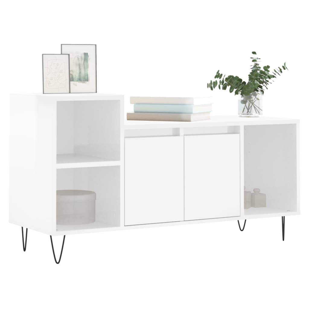 Tv-møbel højglans hvid 100x35x55 cm træmateriale
