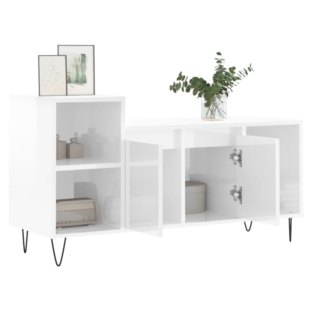 Tv-møbel højglans hvid 100x35x55 cm træmateriale