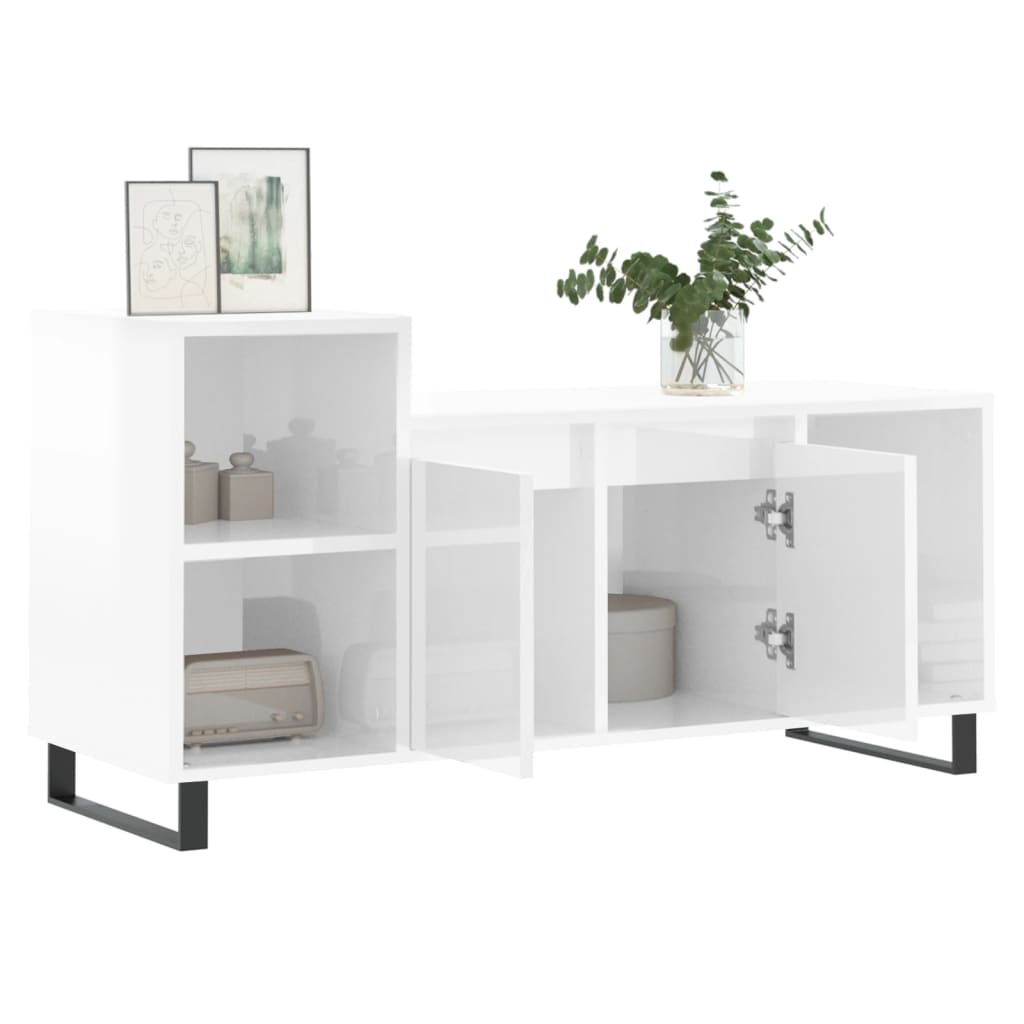 Tv-møbel højglans hvid 100x35x55 cm træmateriale