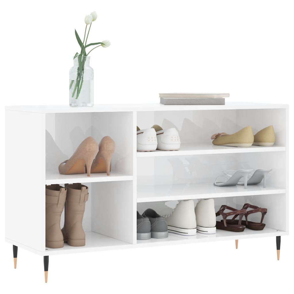 Skostativ højglans hvid 102x36x60 cm træmateriale