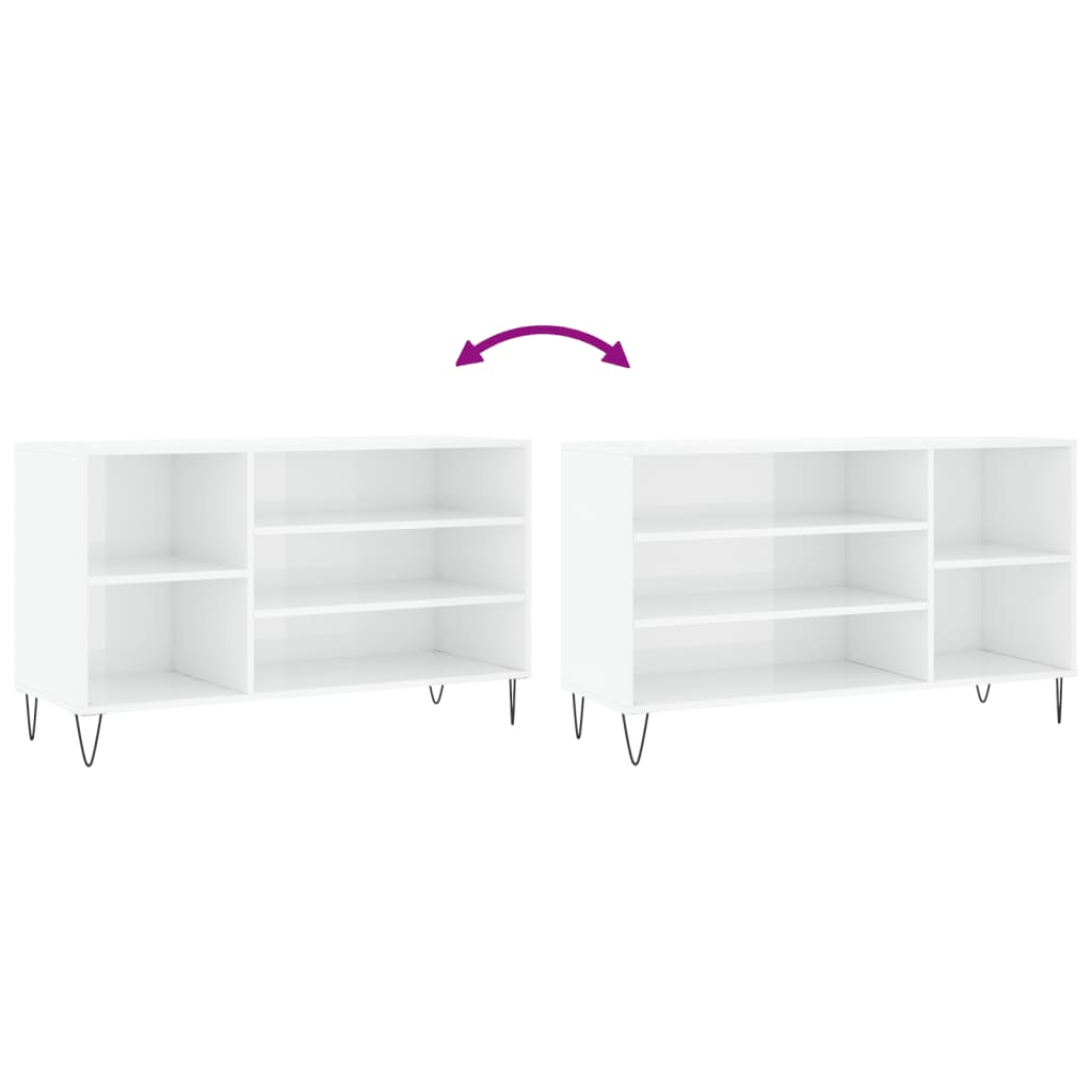 Skostativ højglans hvid 102x36x60 cm træmateriale